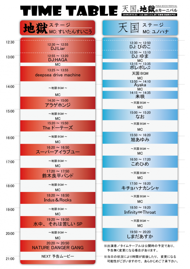 FUNA ROCK FESTIVAL-timetable